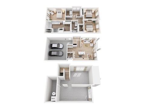 Floor plan for 3 beds, 2.5 baths, 2099 sqft